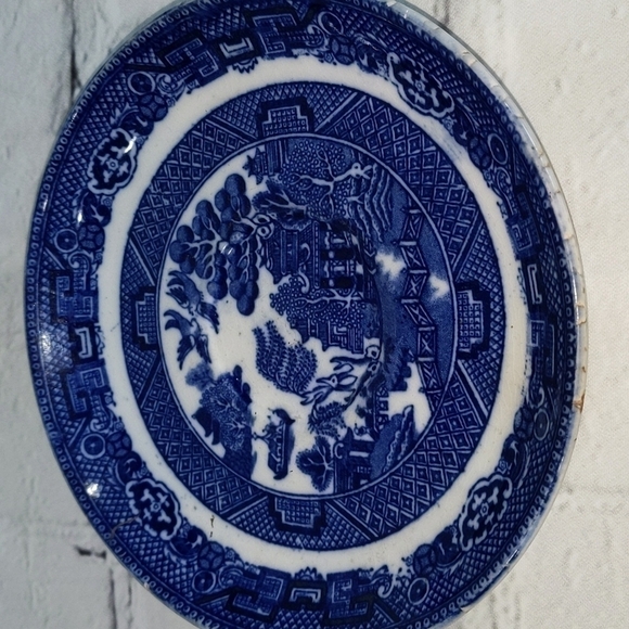 Albertsons Willow England Blue Delft Saucer Plate Oriental Scene - Picture 2 of 6